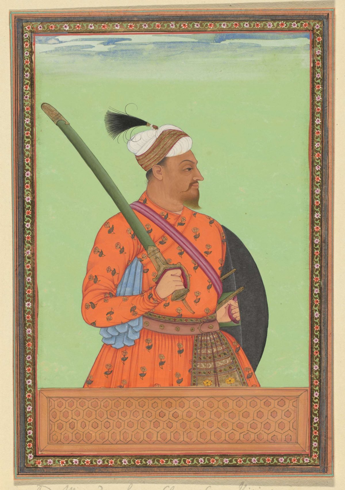 Portrait of Sayyid Makhdum Sharza Khan, who was vizier of Bijapur; also now he is vizier in Nijapur, anonymous, c. 1686