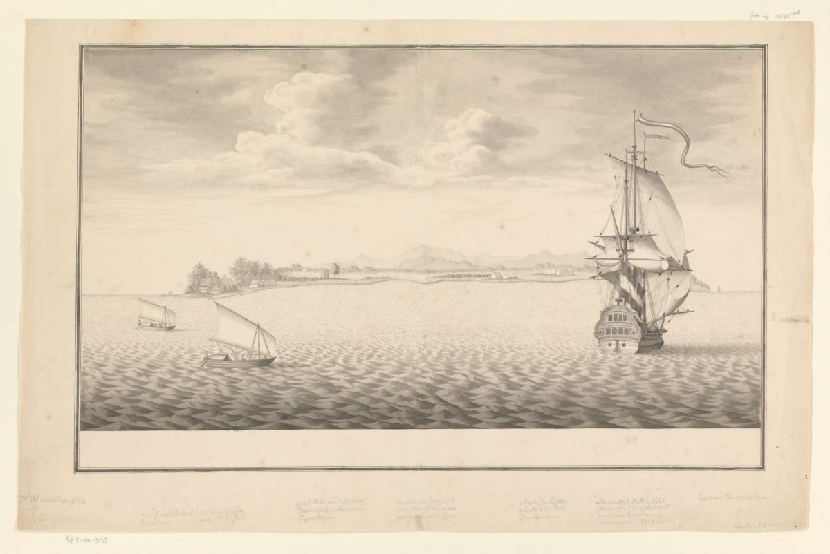 View of mountains and highlands of Sulawesi near Makassar, anonymous, 1744 - 1779