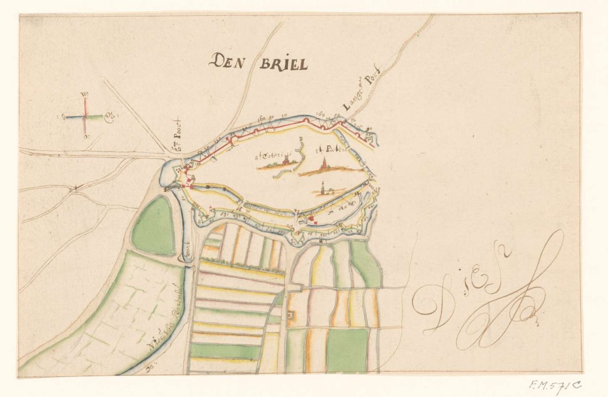 Plan of Den Briel, ca. 1600, anonymous, c. 1675 - c. 1725
