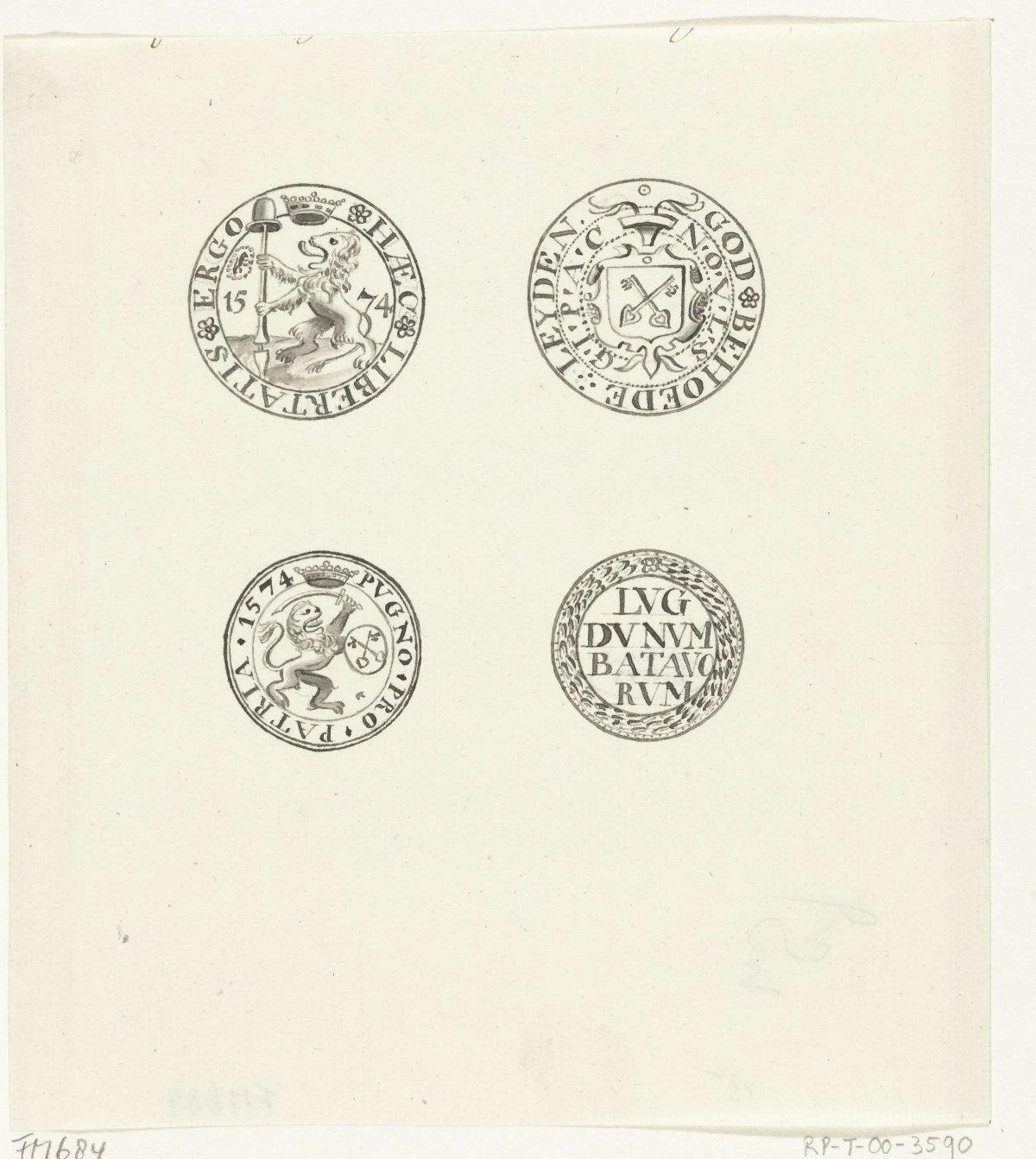 Two paper emergency coins from the siege of Leiden, 1574, anonymous, 1700 - 1899