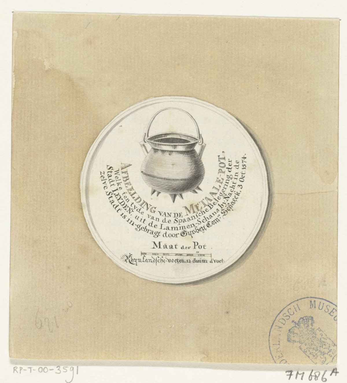 The Spanish cooking pot of Leiden, 1574, anonymous, 1800 - 1899