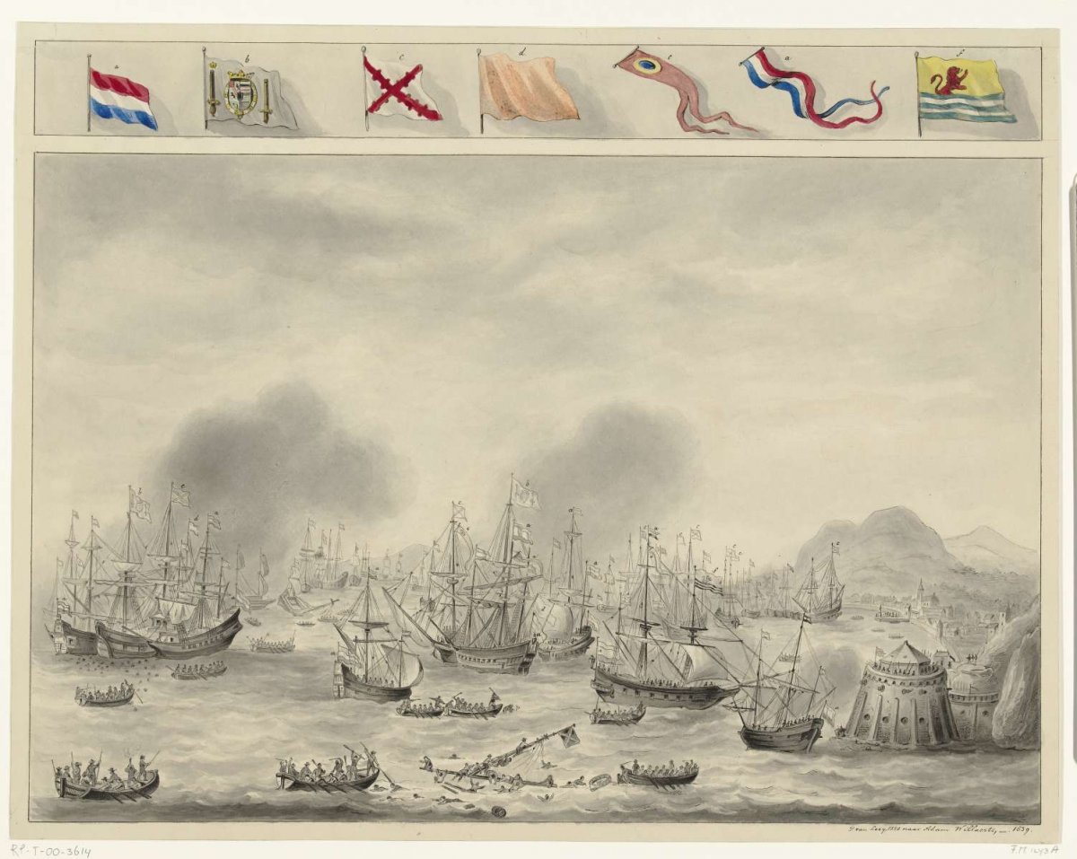 Naval battle off Gibraltar, April 25, 1607, Pieter van Looy, 1880