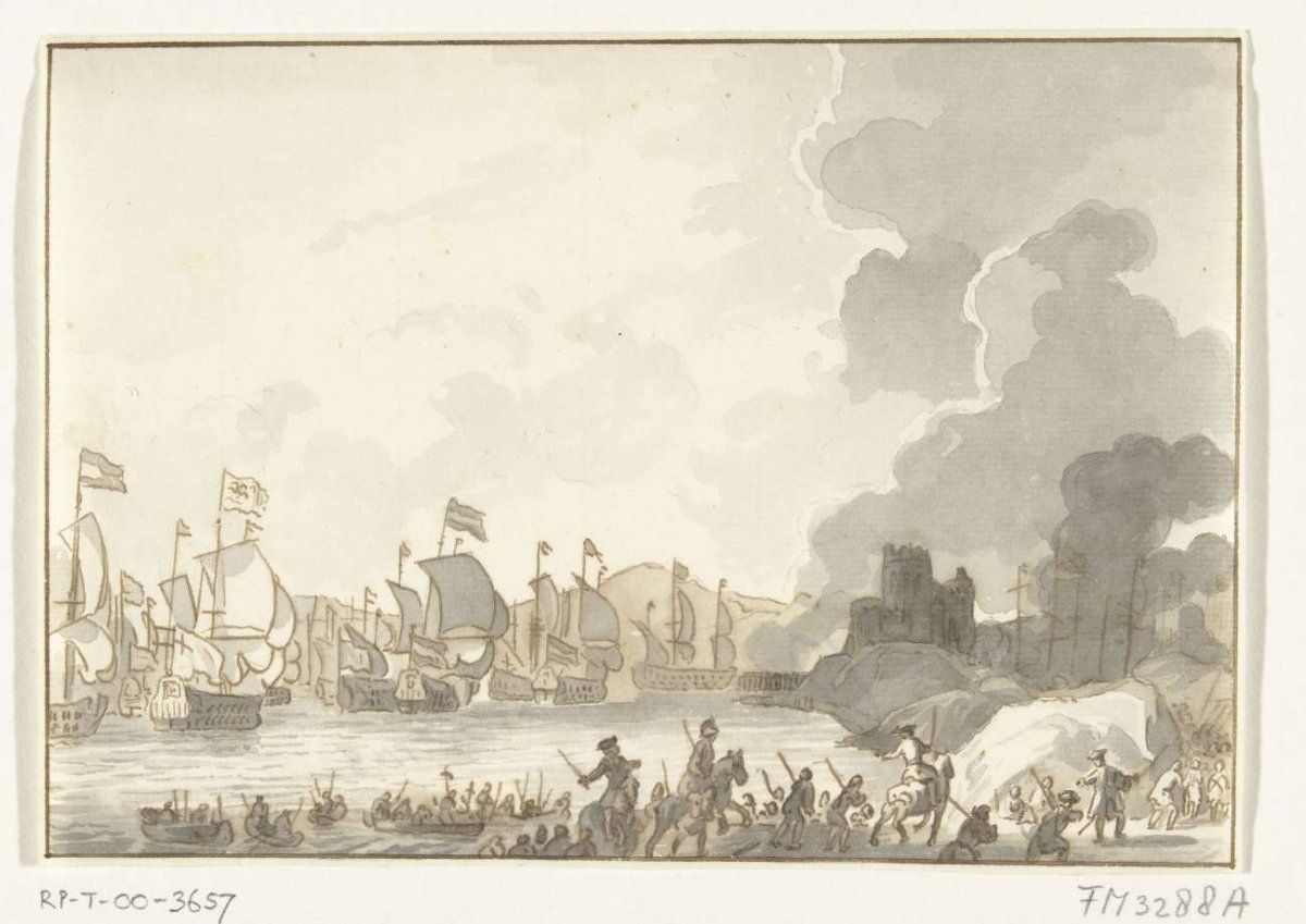 Landing of the English and Dutch fleet at Cadiz, 1702, anonymous, 1702