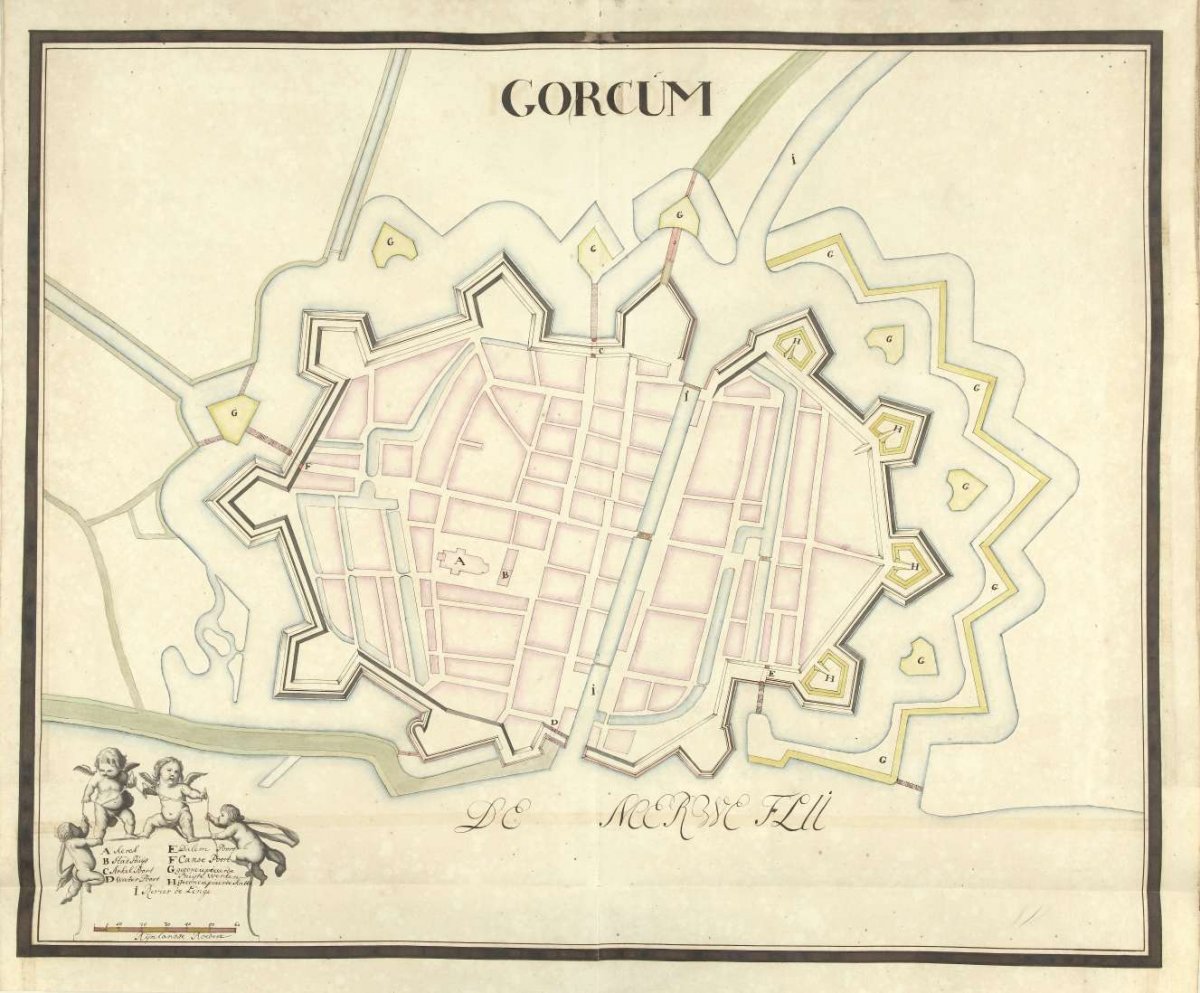Map of Gorinchem, ca. 1701-1715, Samuel Du Ry de Champdoré, 1701 - 1715
