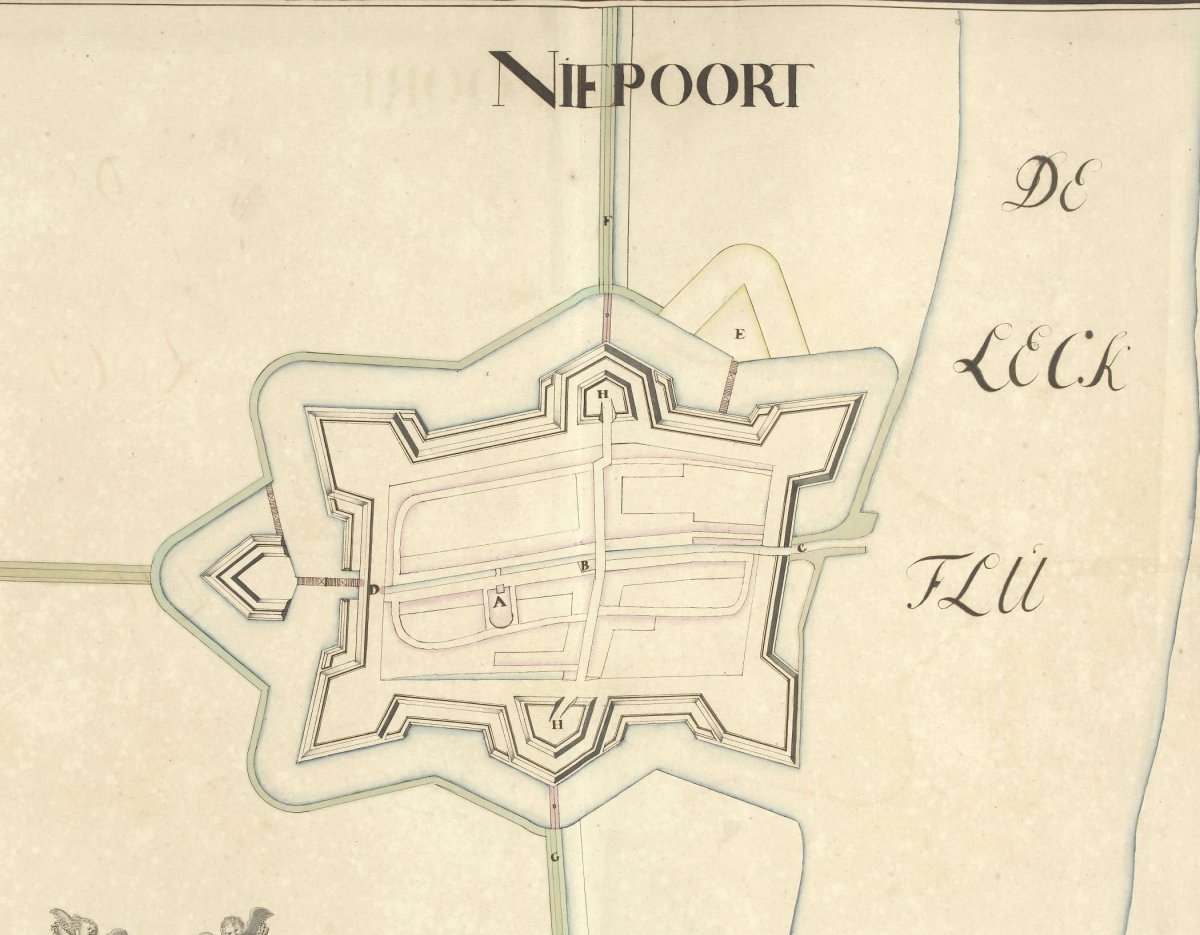 Map of Nieuwpoort (on the Lek), ca. 1701-1715, Samuel Du Ry de Champdoré, 1701 - 1715