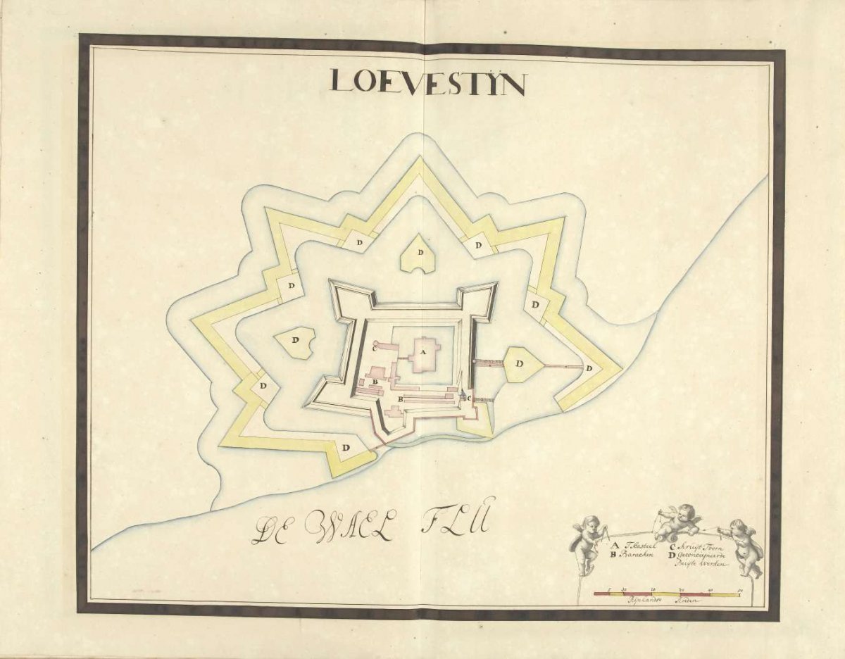 Map of Loevestein Castle, ca. 1701-1715, Samuel Du Ry de Champdoré, 1701 - 1715
