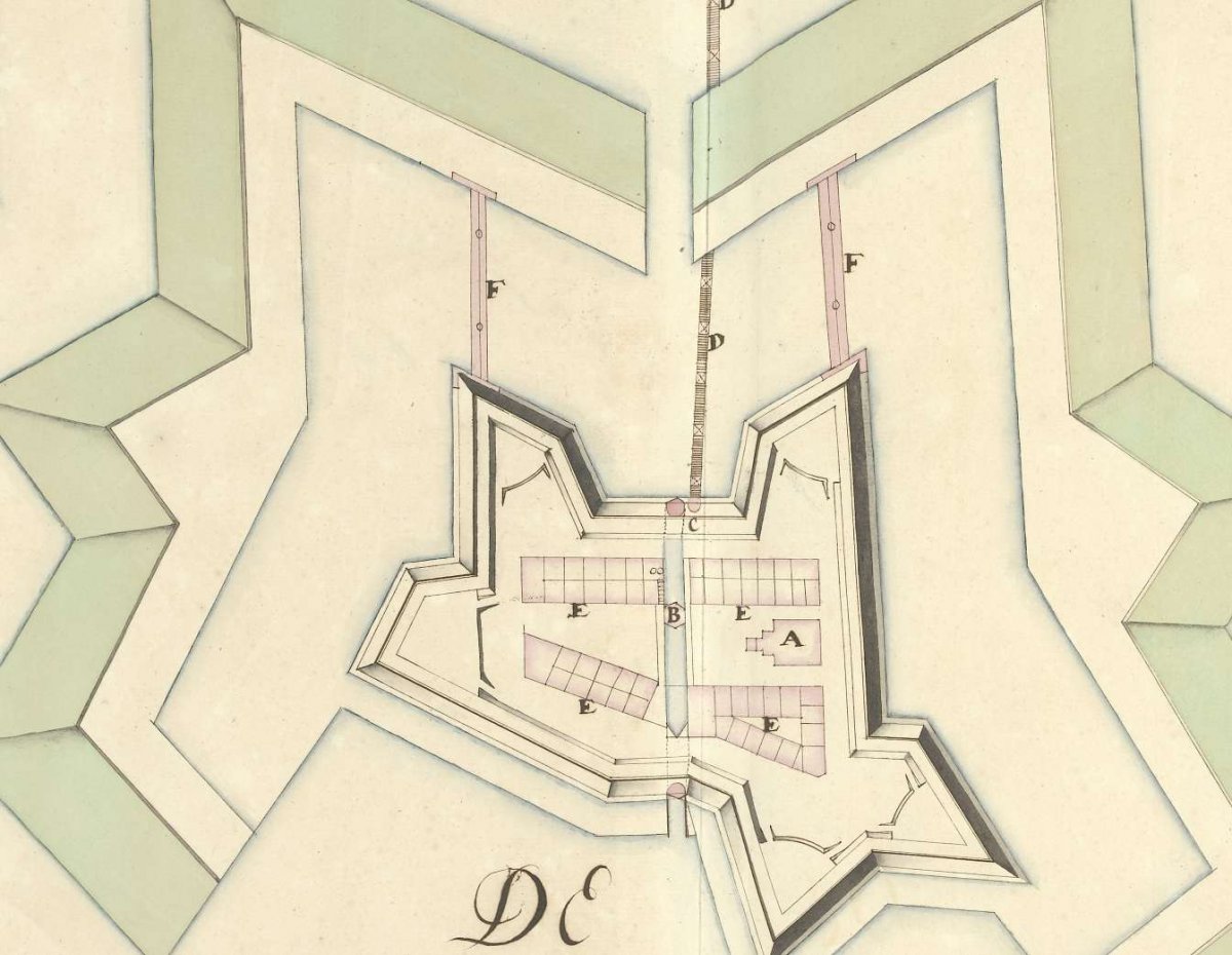 Map of Fort Uitermeer, ca. 1701-1715, Samuel Du Ry de Champdoré, 1701 - 1715