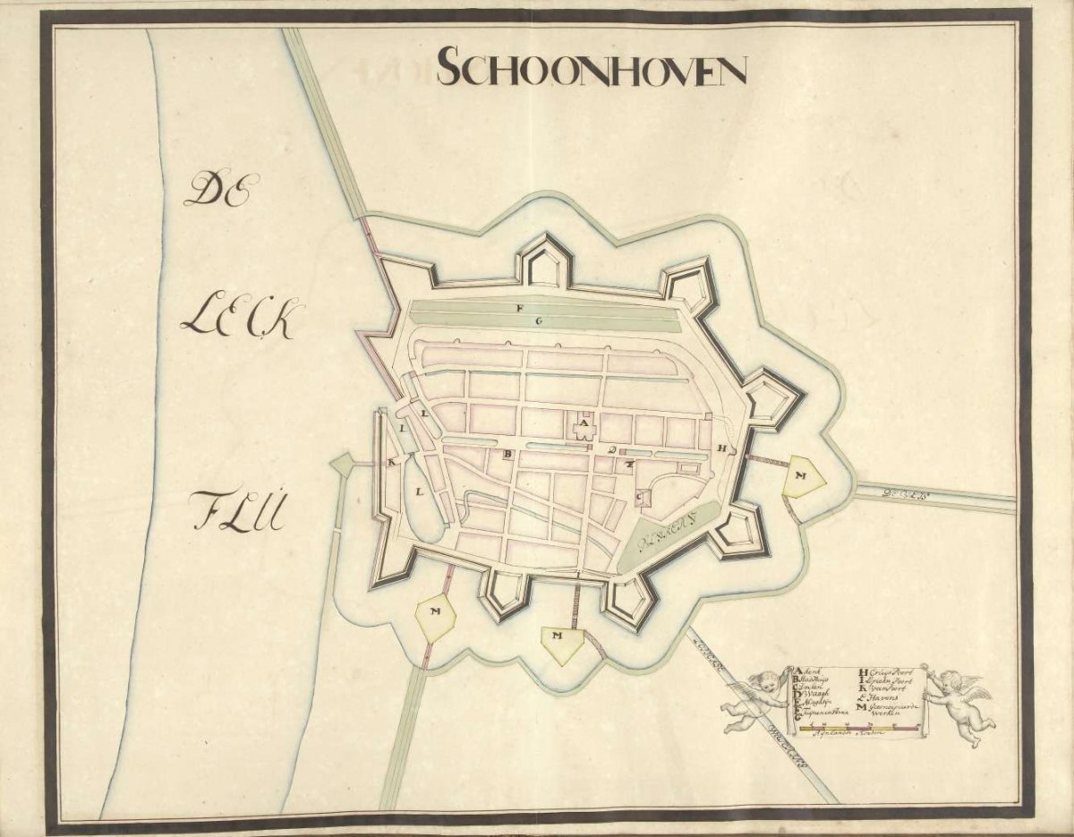 Map of Schoonhoven, ca. 1701-1715, Samuel Du Ry de Champdoré, 1701 - 1715