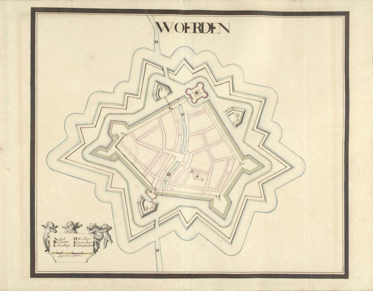Map of Woerden, ca. 1701-1715, Samuel Du Ry de Champdoré, 1701 - 1715