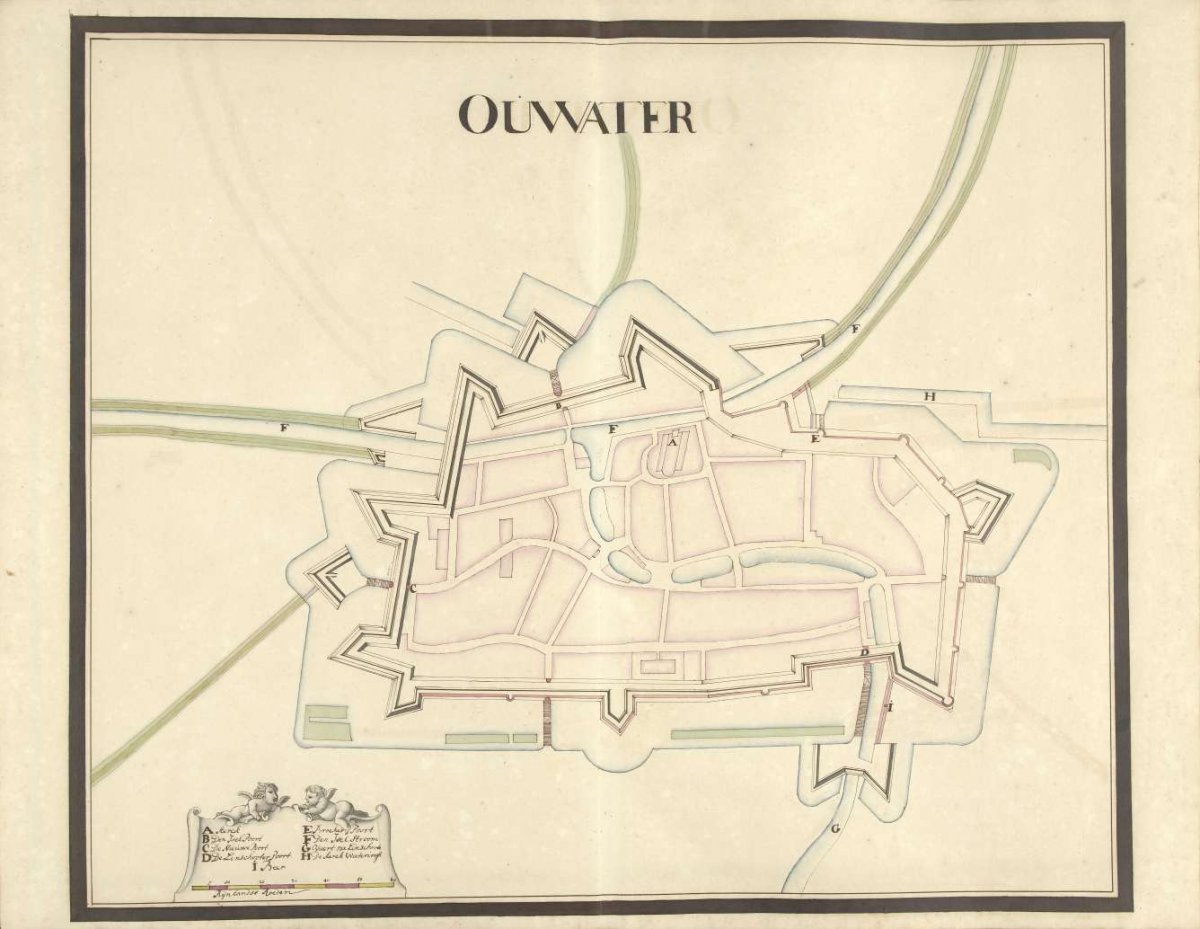 Map of Oudewater, ca. 1701-1715, Samuel Du Ry de Champdoré, 1701 - 1715