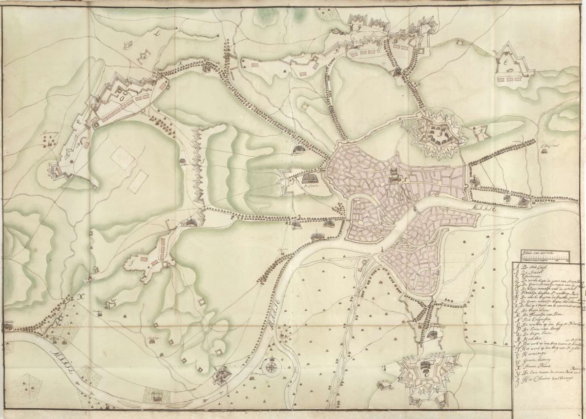 Map of Liege, ca. 1701-1715, Samuel Du Ry de Champdoré, 1701 - 1715