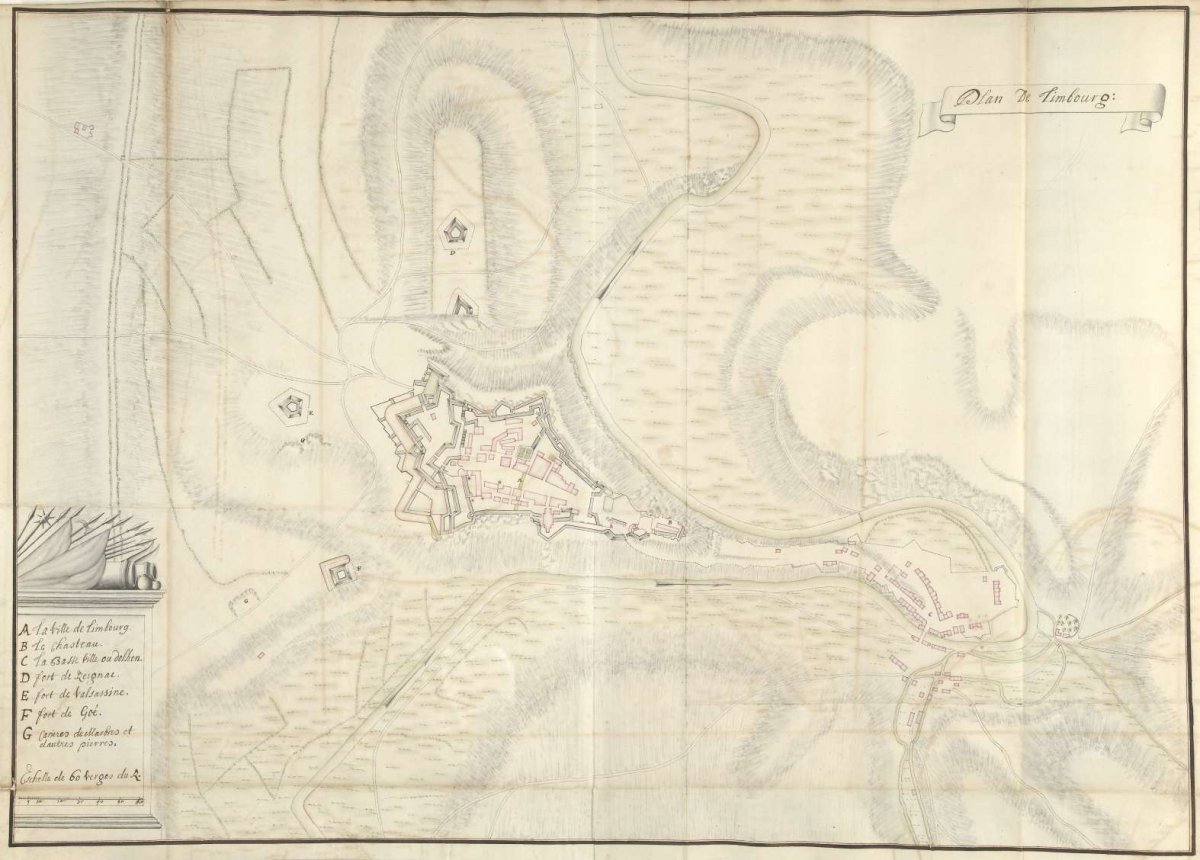 Map of the town of Limbourg, ca. 1701-1715, Samuel Du Ry de Champdoré, 1701 - 1715