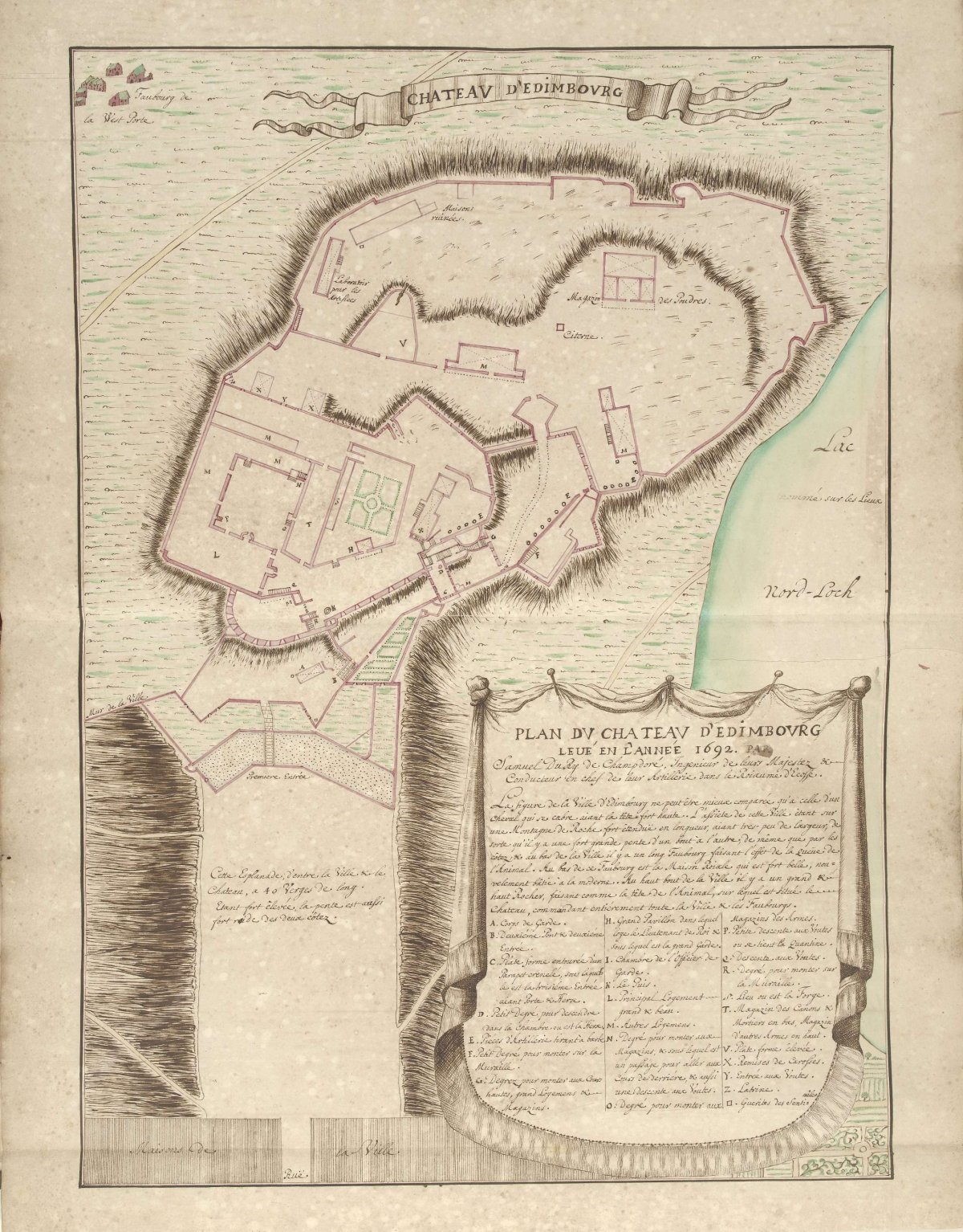 Map of Edinburgh Castle, 1692, Samuel Du Ry de Champdoré, 1692