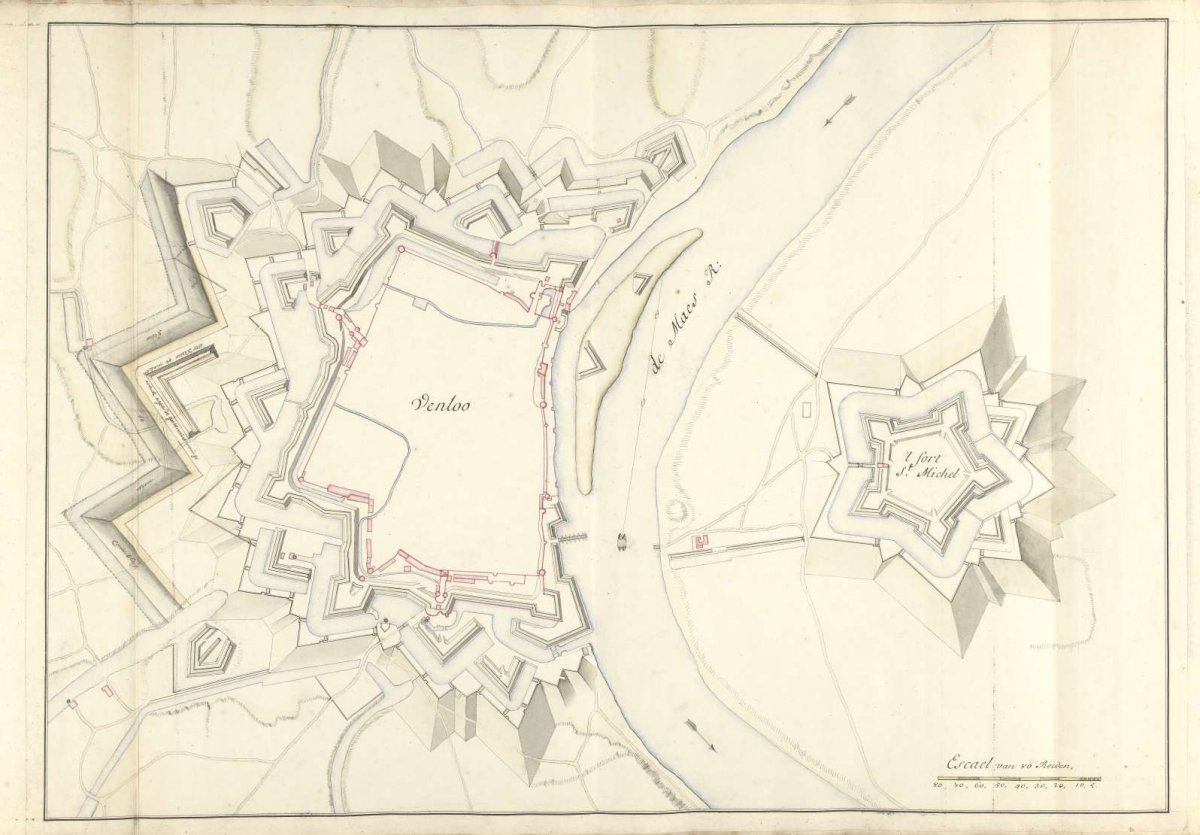 Map of Venlo, ca. 1701-1715, Samuel Du Ry de Champdoré, 1701 - 1715