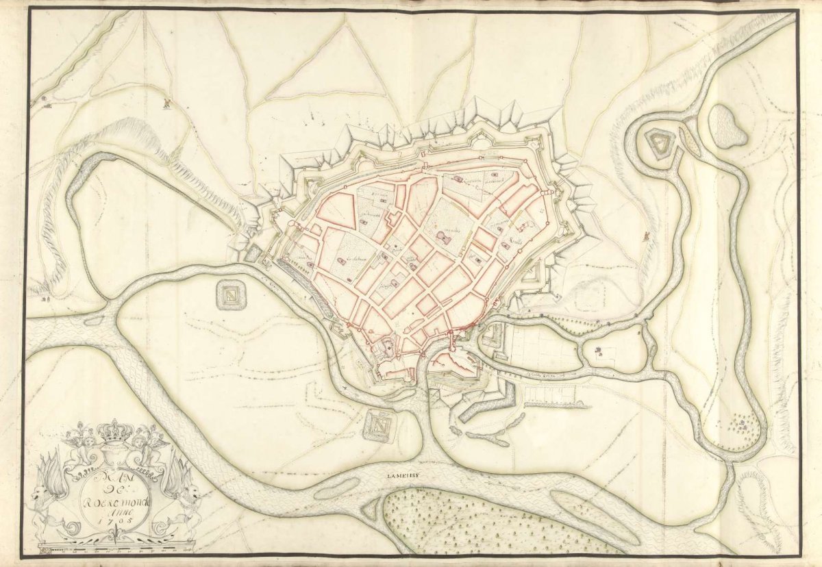 Map of Roermond, 1705, Samuel Du Ry de Champdoré, 1705