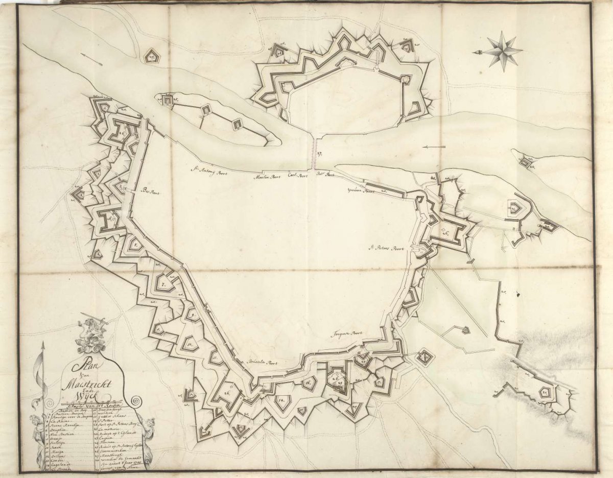 Map of Maastricht, ca. 1701-1715, Samuel Du Ry de Champdoré, 1701 - 1715