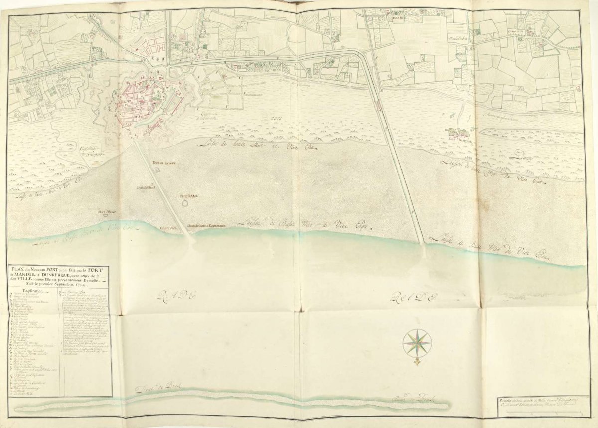 Map showing the new port of Dunkirk at Fort Mardijk, 1714, Samuel Du Ry de Champdoré, 1714