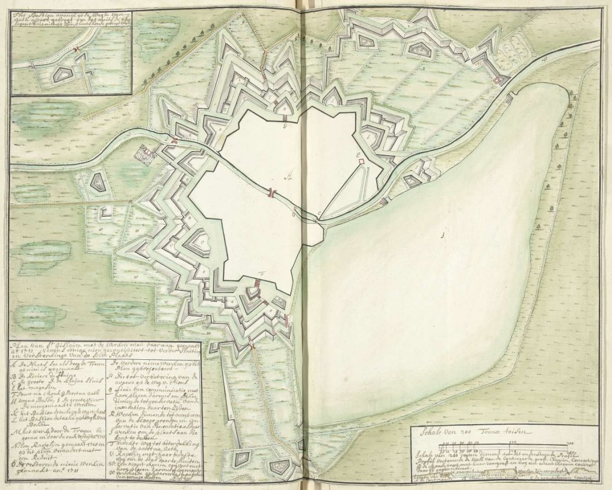 Map of Saint-Ghislain, 1711, A. Seys, 1711