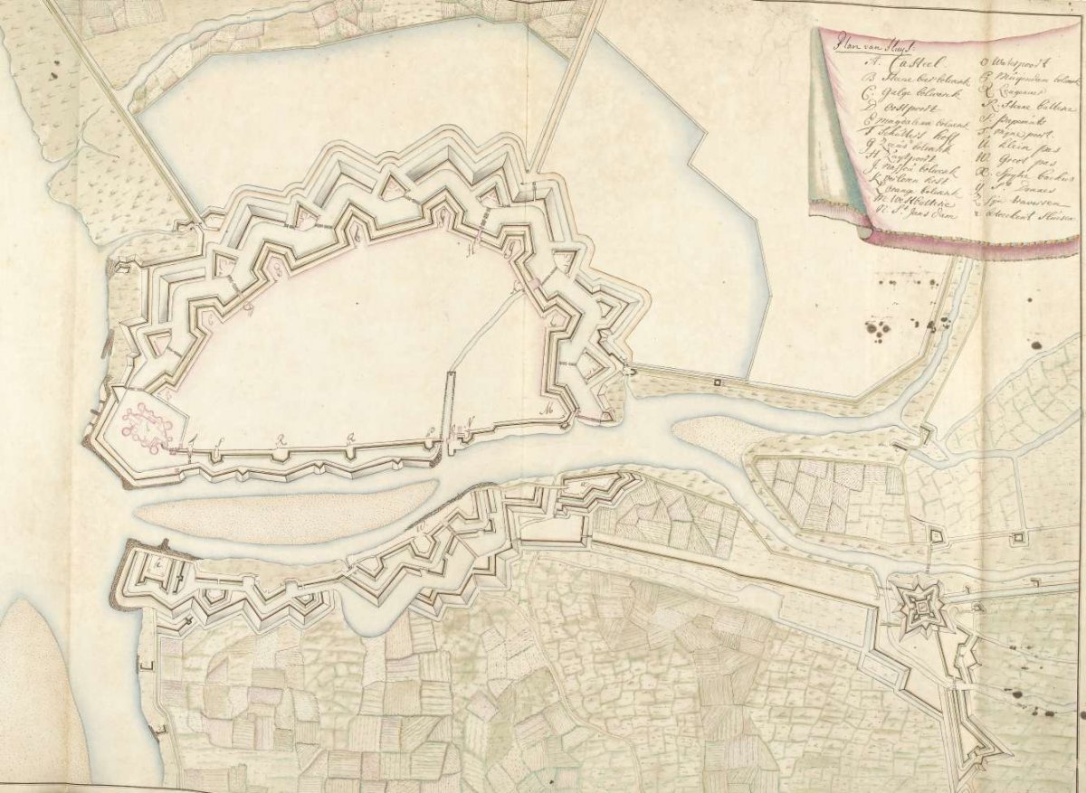 Map of Sluis, ca. 1701-1715, Samuel Du Ry de Champdoré, 1701 - 1715