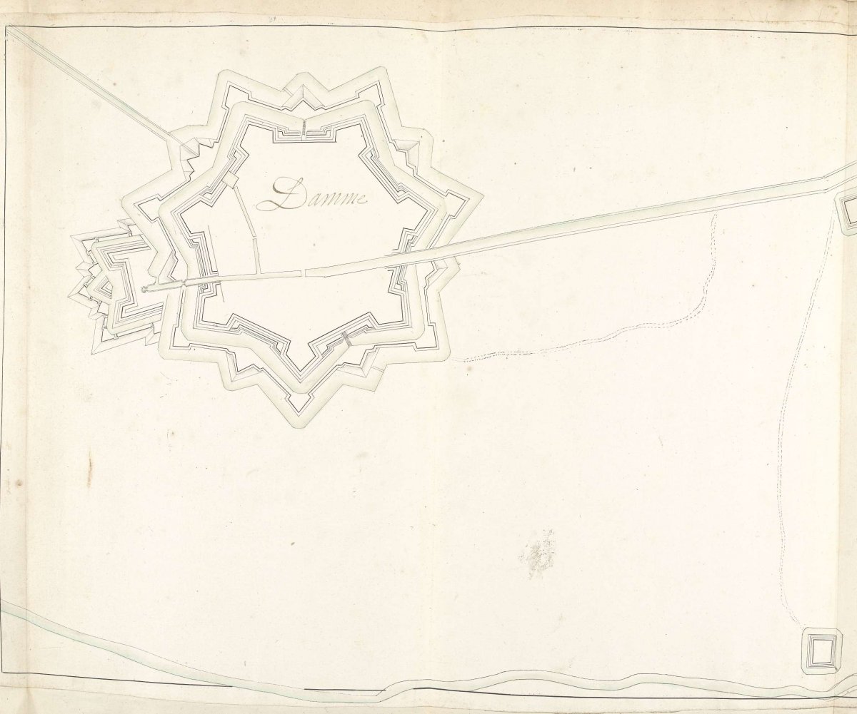 Map of Damme, ca. 1701-1715, Samuel Du Ry de Champdoré, 1701 - 1715