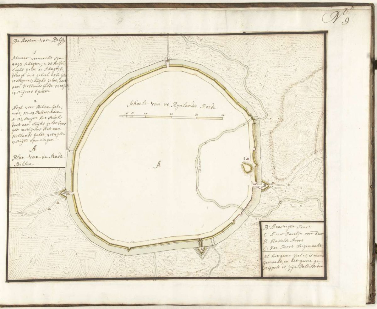 Map of Bilsen, ca. 1701-1715, Samuel Du Ry de Champdoré, 1705