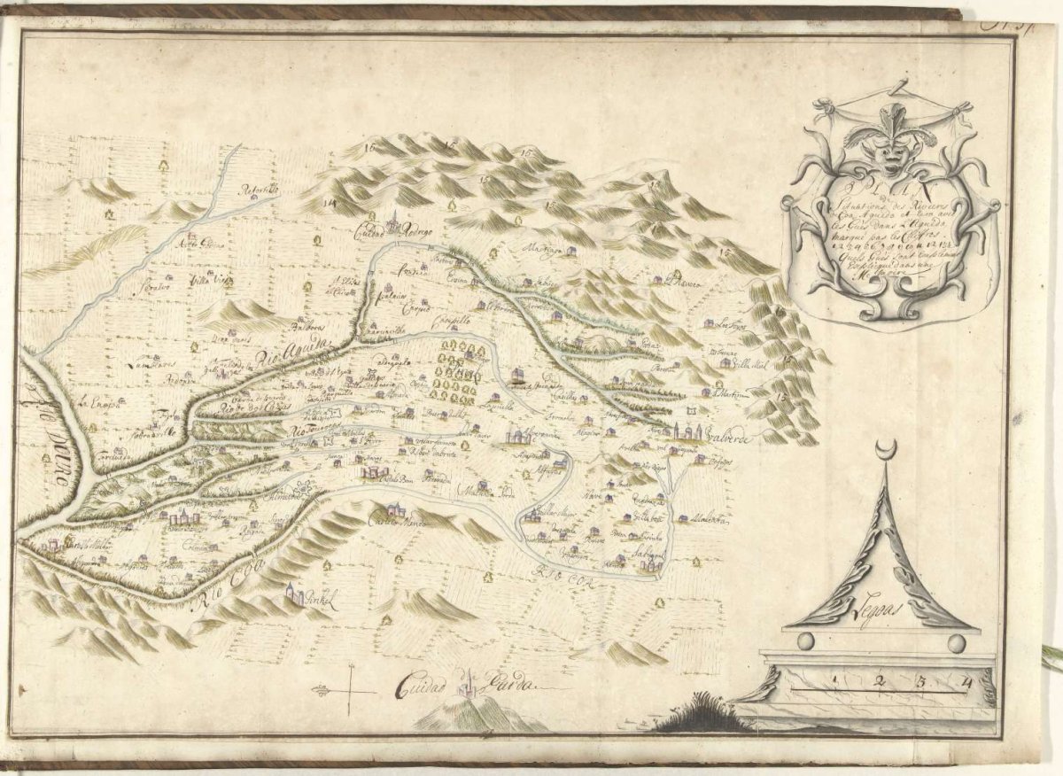 Map of the basin of the Rio Agueda and Rio Coa rivers, ca. 1701-1715, Samuel Du Ry de Champdoré, 1701 - 1715