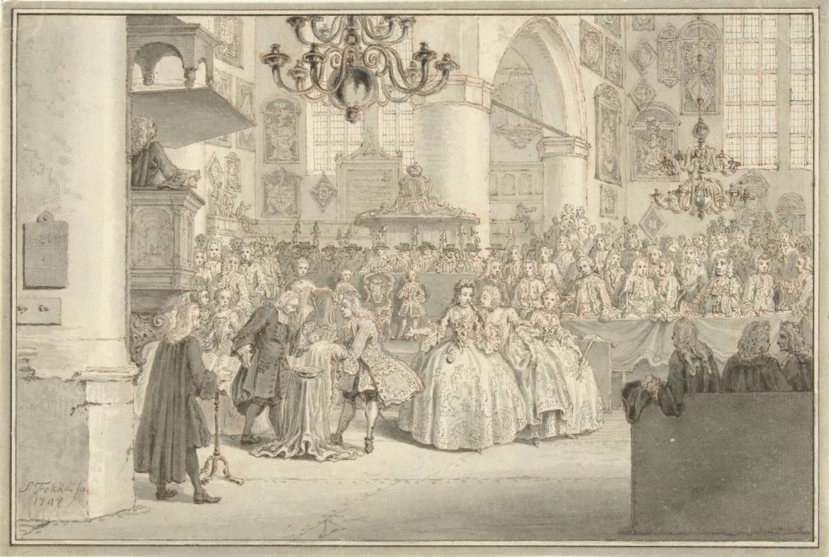 Baptism of Prince William V, 1748, Simon Fokke, 1748