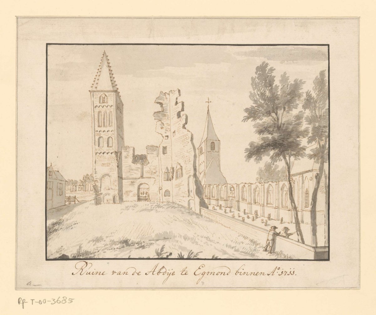 Ruins of Egmond abbey, 1711, anonymous, 1711