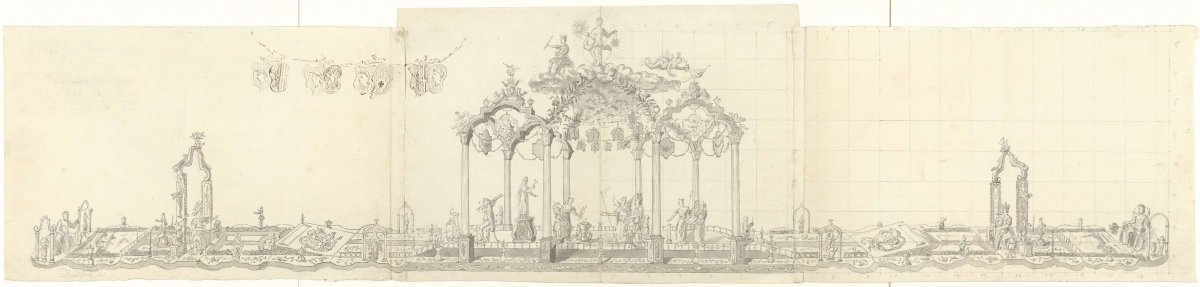 Table decorations at the golden wedding of mayor Gerrit Hooft, 1757, David Kock, 1757