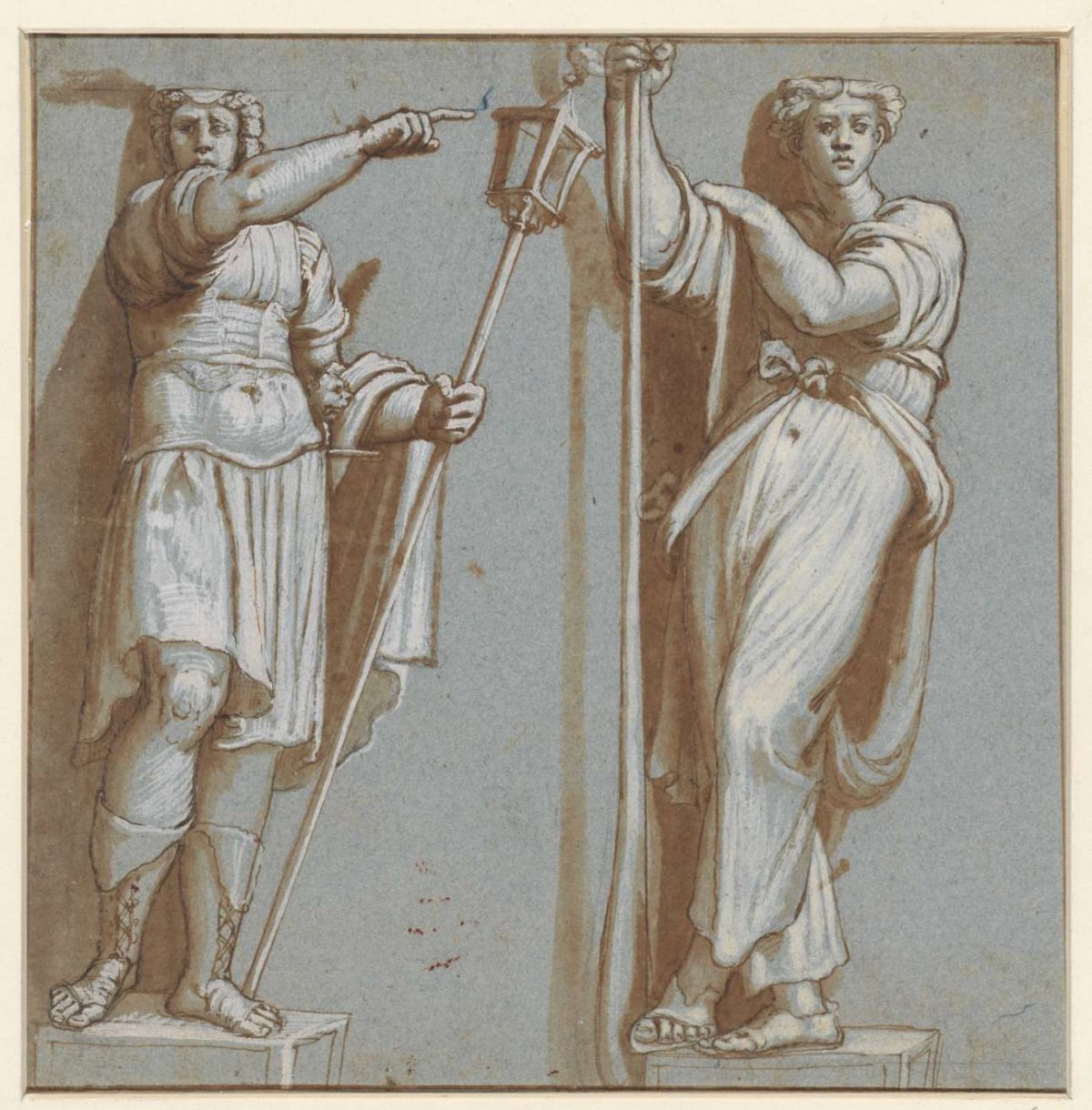 Two caryatids, under the expulsion of Heliodorus, anonymous, 1550 - 1599