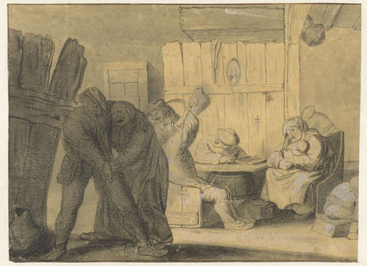 Scene in a peasant interior, anonymous, 1600 - 1699