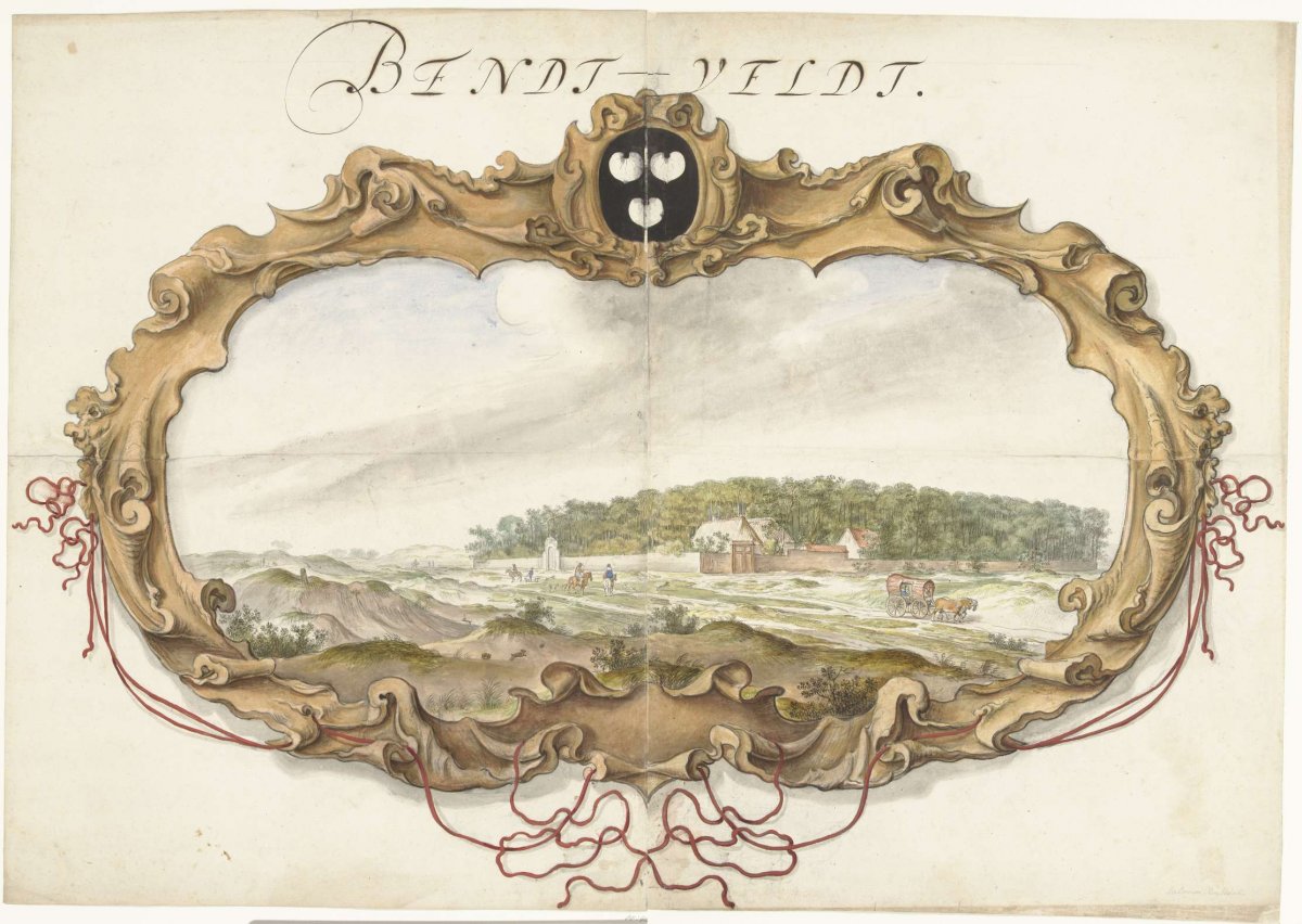 Cartouche facing the Bentveld country estate, anonymous, 1600 - 1699