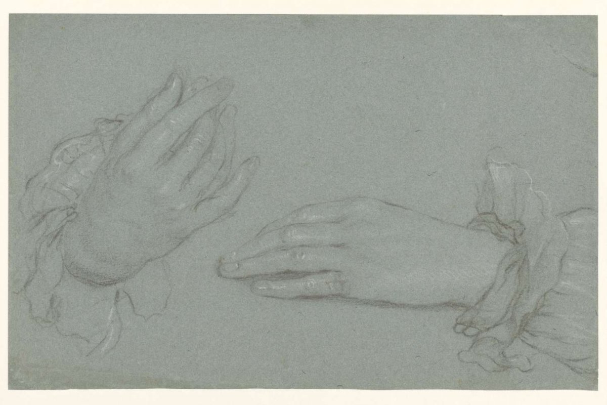Study of a pair of hands, protruding from cuffs, Anthony van Dyck, 1610 - 1641