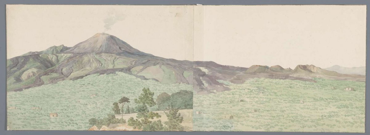 View of Vesuvius from monastery Dei Zoccolanti with lava flows from 1734, 1764 and 1776, Louis Ducros, 1778