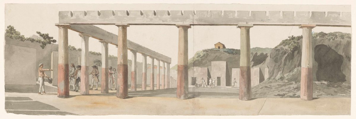 View of Roman barracks and colonnade at Pompeii, Louis Ducros, 1778