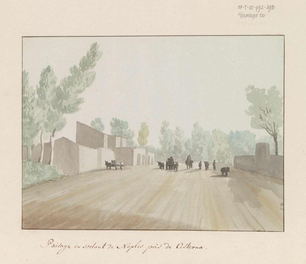 Street scene when leaving Naples near Cisterna, Louis Ducros, 1778