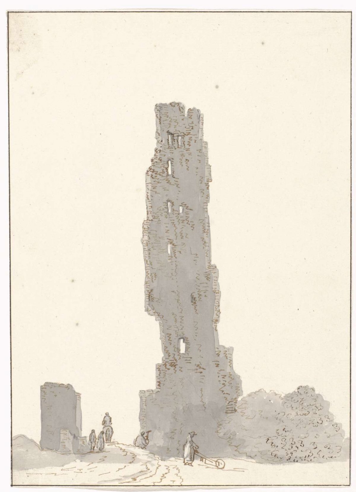 Ruined tower along the main road between Terracina and Fondi, Louis Ducros, 1778