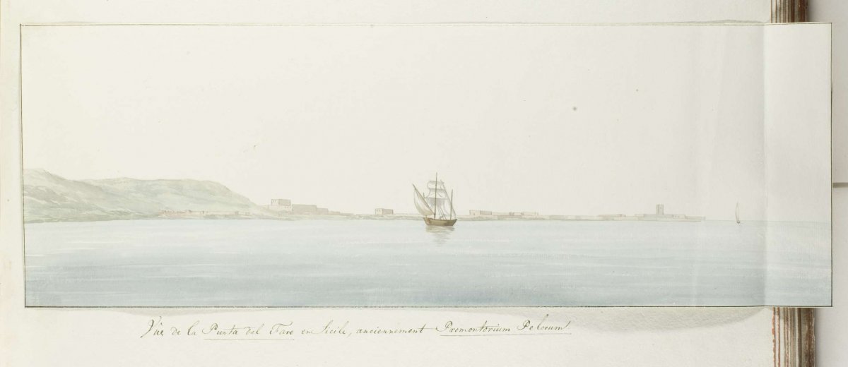 View of Punta del Faro near Sicily, the former Promontorium Pelorum, Louis Ducros, 1778