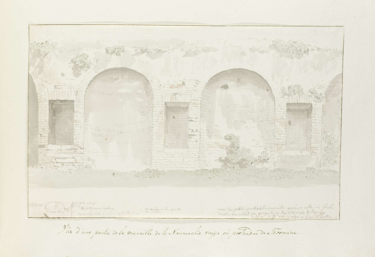 View of wall of Naumachie in Taormina, Louis Ducros, 1778
