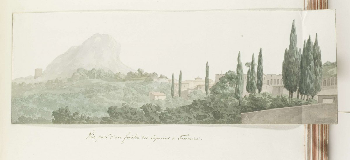 View at window of Capuchin monastery of Taormine, Louis Ducros, 1778