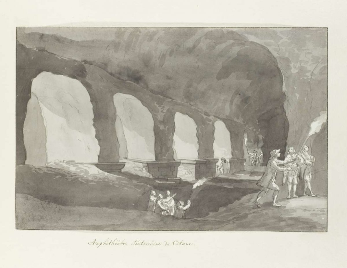 Basement of the amphitheater of Catania, Louis Ducros, 1778