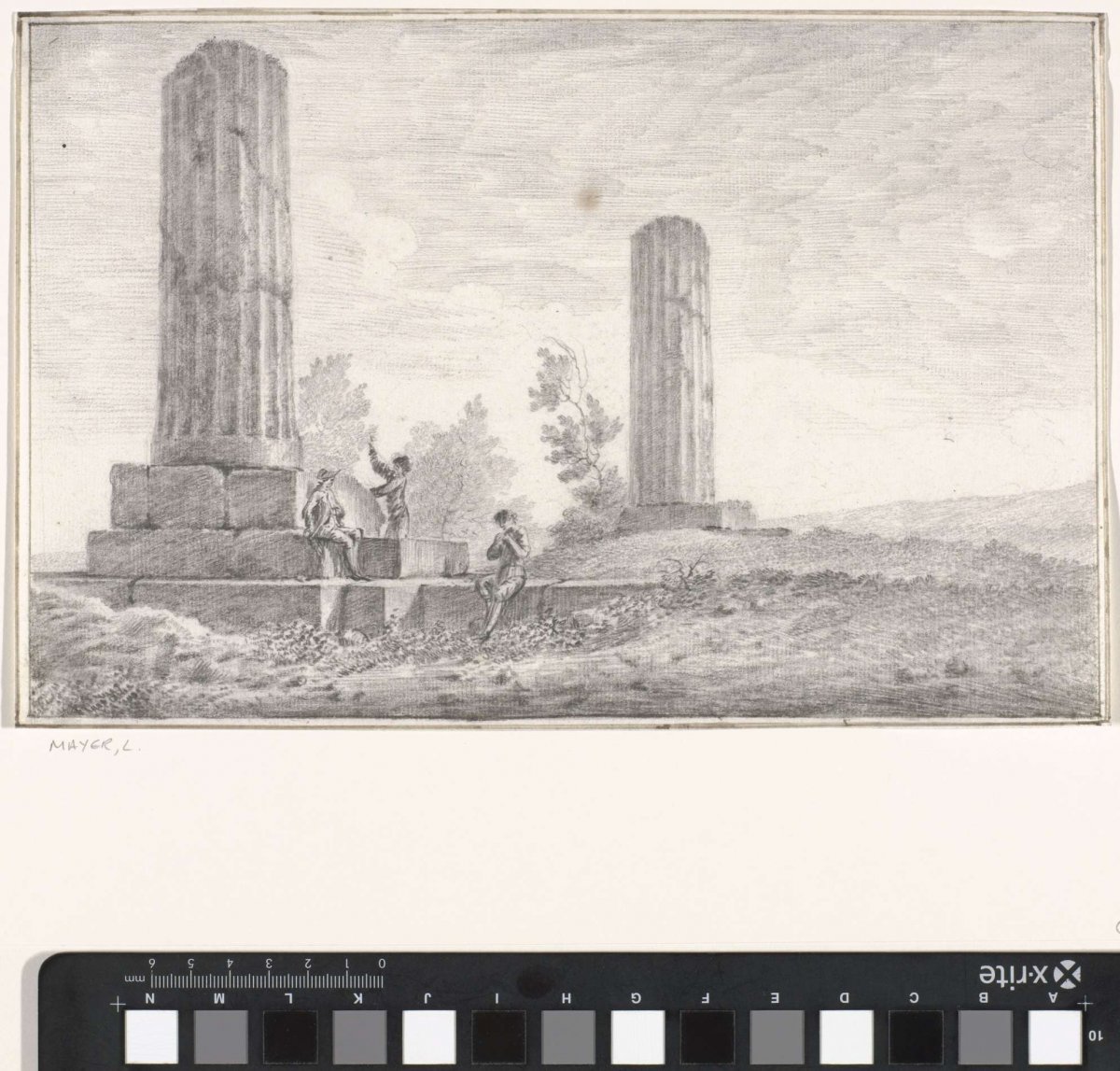 Fragments of two columns of the Zeus Olympus temple, Louis Mayer, 1778
