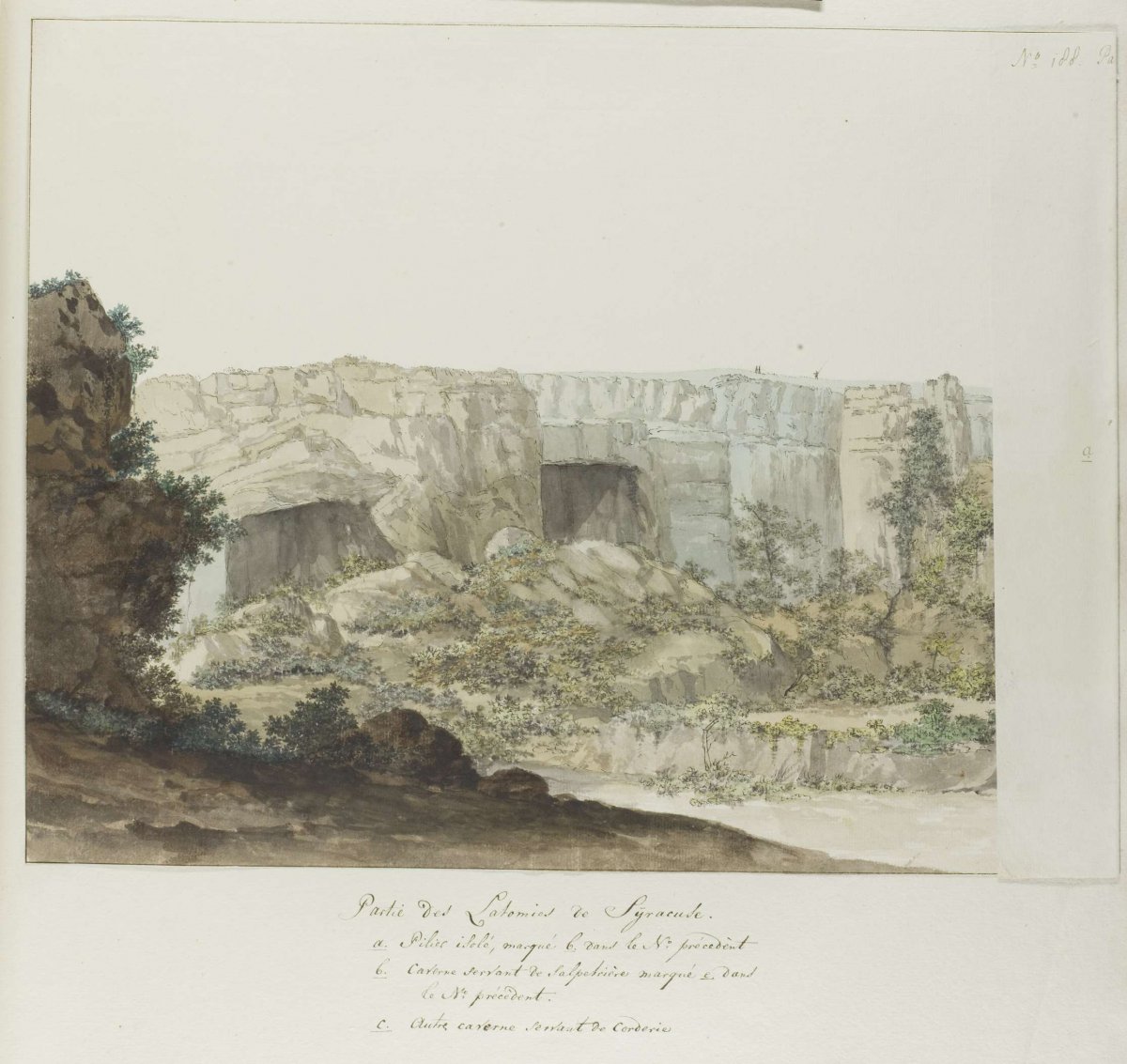 Portion of Latomies caves near Syracuse, Louis Ducros, 1778