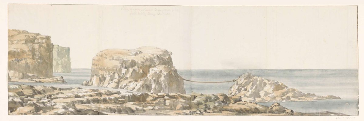 View of rock detached from shore in cove of Gozo, Louis Ducros, 1778