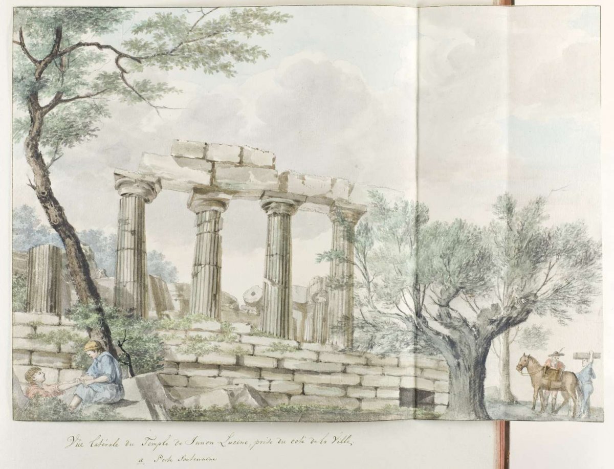 Side facade of temple of Juno Lucina, Louis Ducros, 1778
