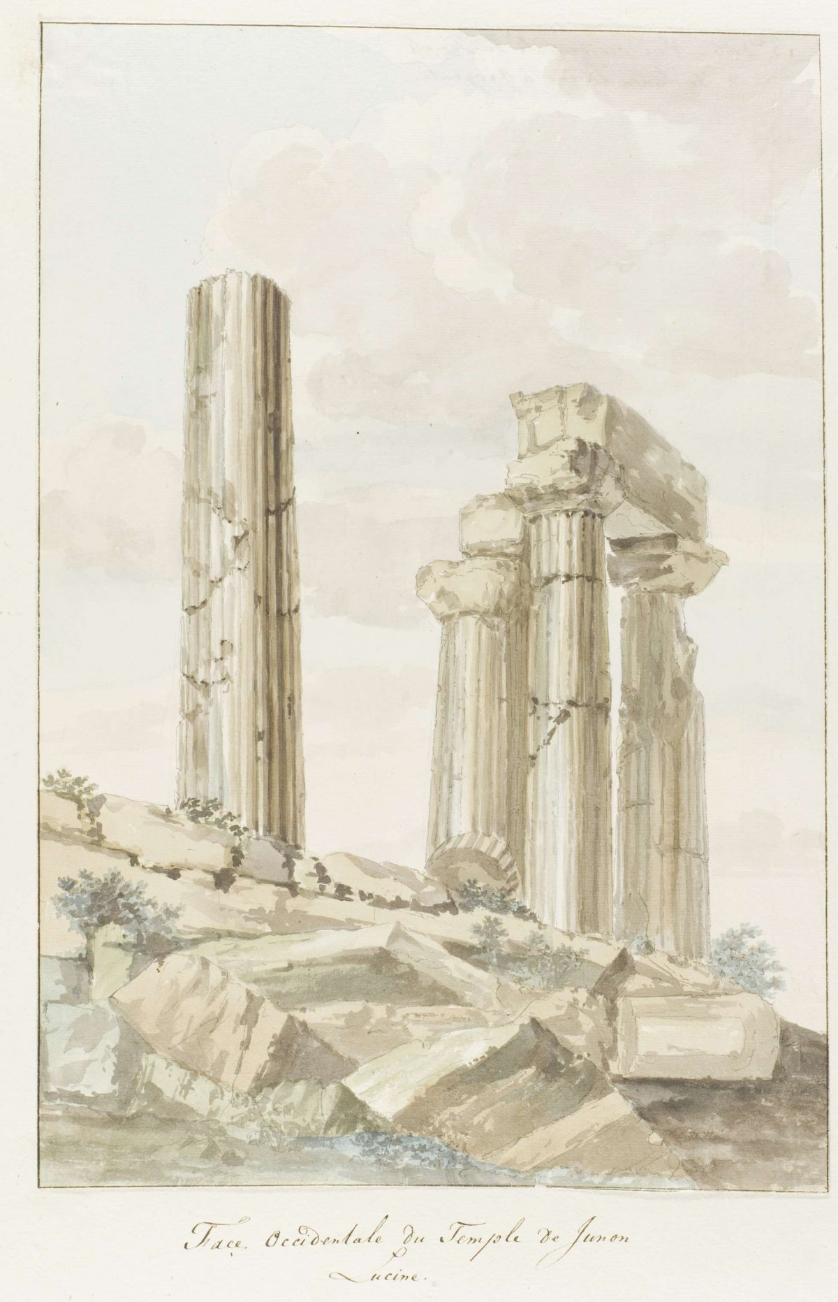 West facade of temple of Juno Lucina, Louis Ducros, 1778