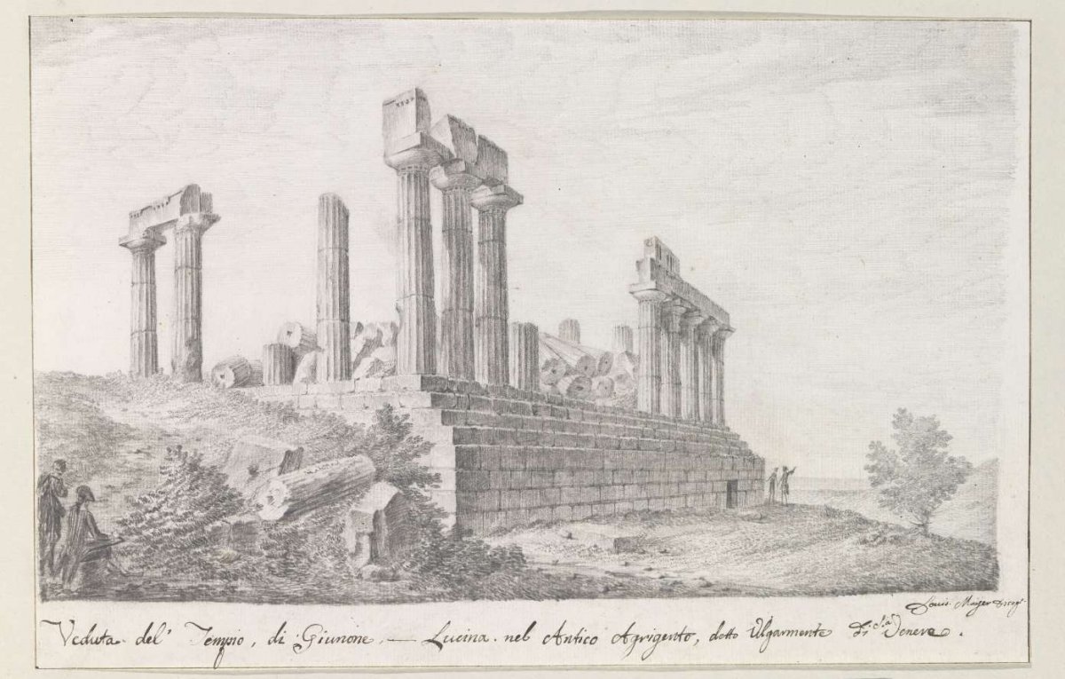 Remains of Juno Lucina temple in ancient Agrigento, Louis Mayer, 1778
