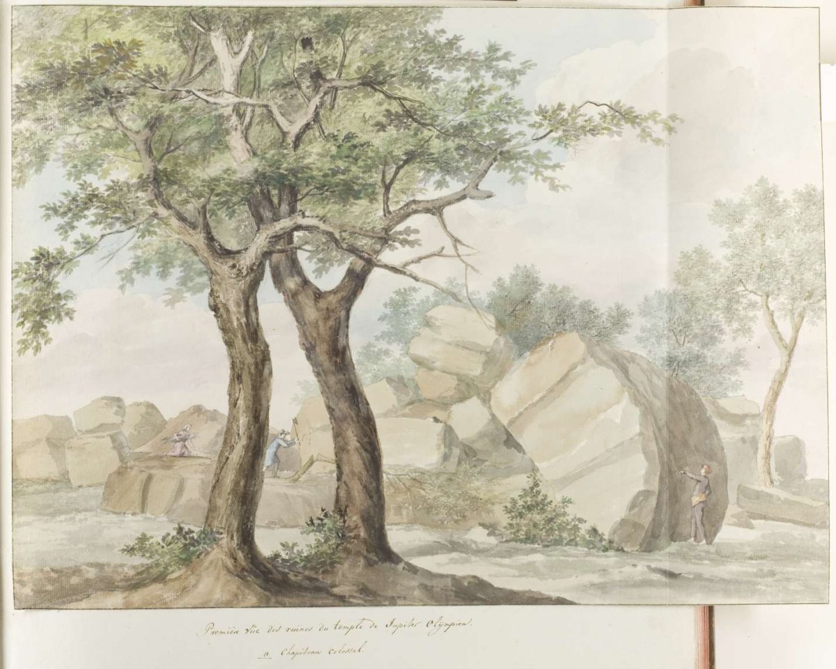 Ruins of Zeus Olympus temple in ancient Agrigento, Louis Ducros, 1778