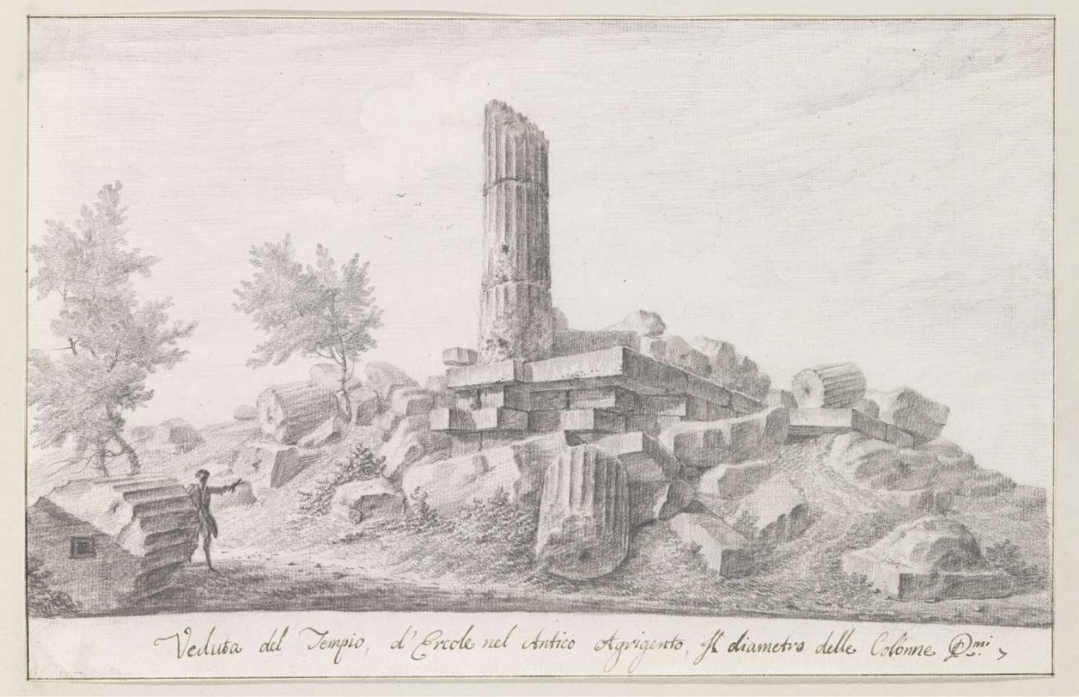 Remains of Hercules temple in ancient Agrigento, Louis Mayer, 1778
