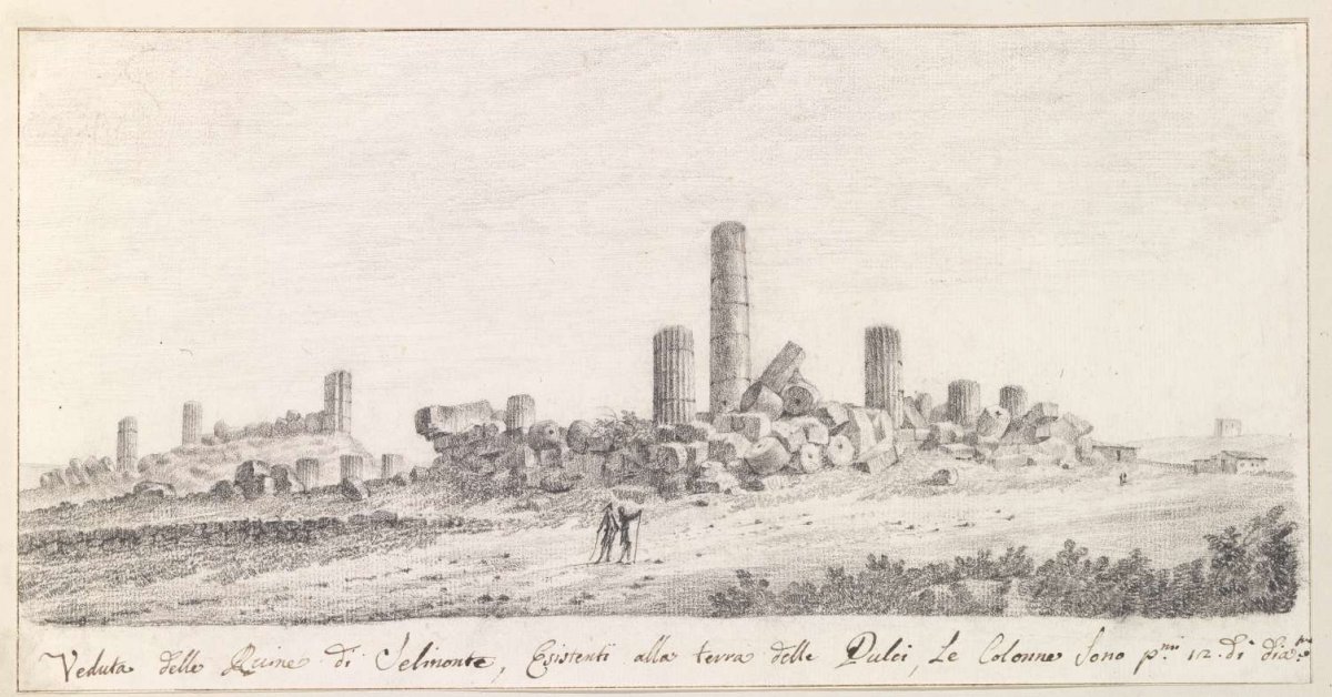 View of ruined temple in Selinunte, Louis Mayer, 1778